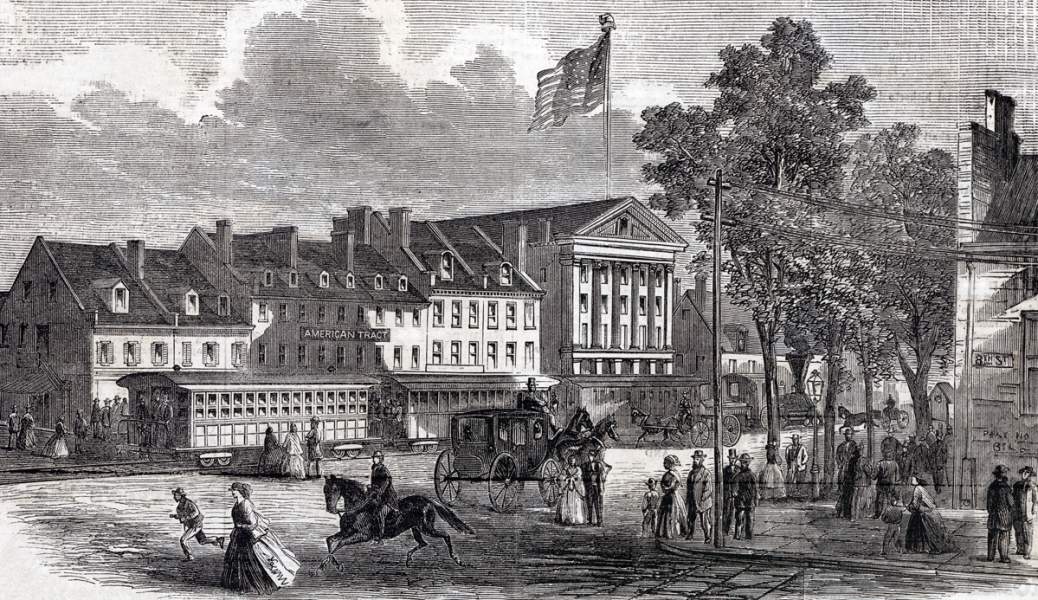 The Richmond, Fredericksburg, and Potomac Railroad Depot, Richmond, Virginia, October 1865, artist's impression