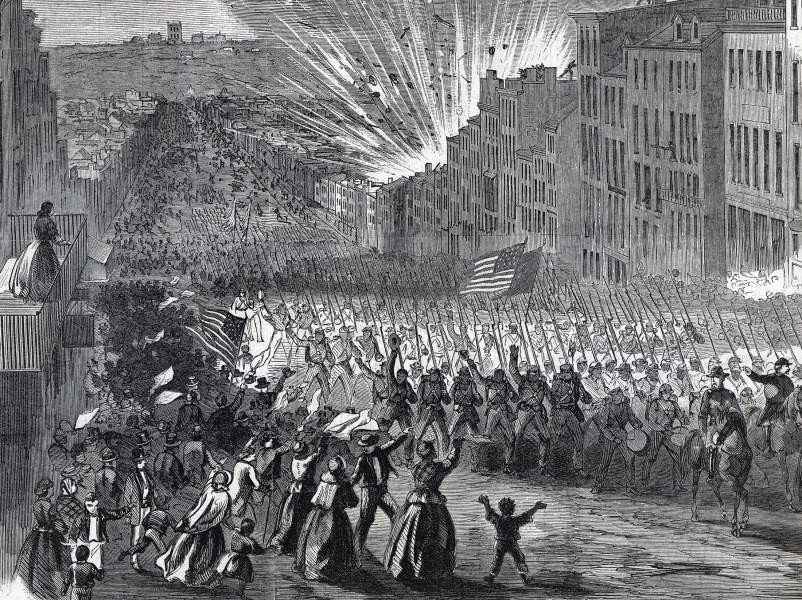 United States troops entering Richmond, Virginia, April 3, 1865, artist impression, zoomable image