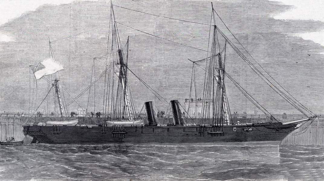 The Confederate States Ship "Rappahannock", Calias, France, November, 1863, artist's impression