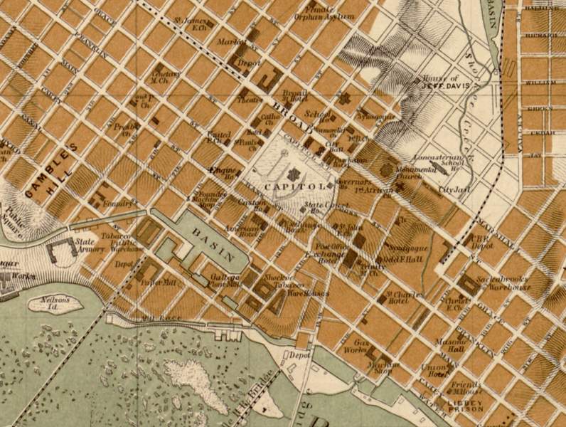 Richmond, Virginia, 1858, with 1864 additions, central area