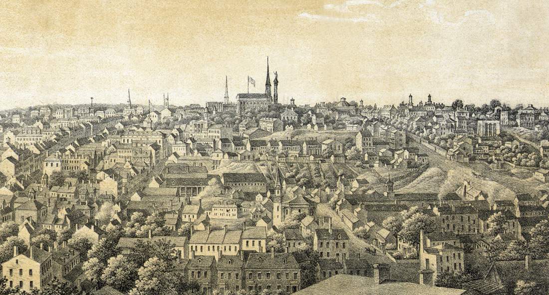 Richmond, Virginia, central area, circa 1851, from the east