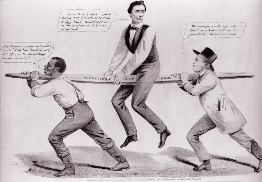"The Rail Candidate," cartoon, 1860, zoomable image
