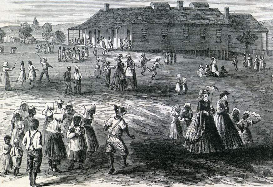 Noon Recess, Freedmen's Primary School, Vicksburg, Mississippi, May 1866, artist's impression, detail