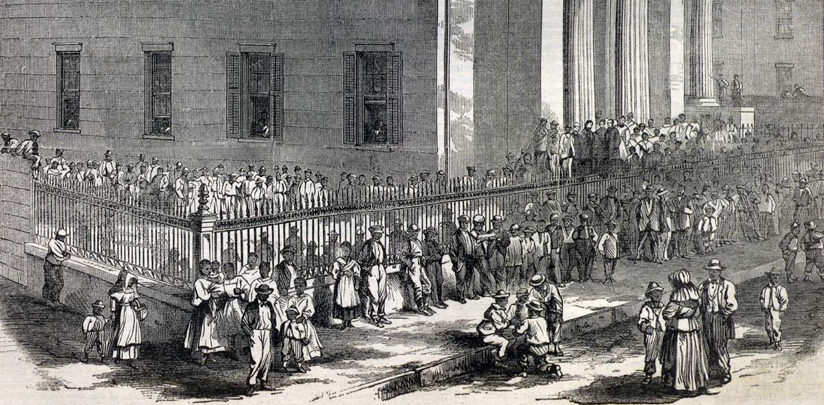 The Abraham Lincoln Freedmen's School, New Orleans, Louisiana, April 1866, artist's impression, detail