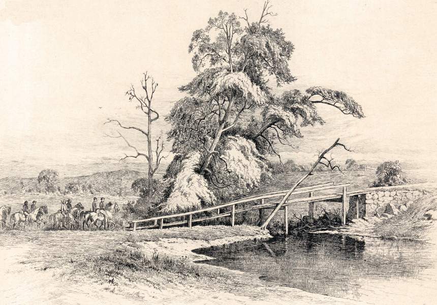 "A Scouting Party," Edwin Forbes, copper plate etching, 1876, zoomable image