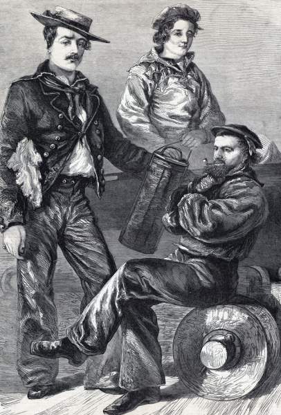 "Man-of-War's Men," Frank Leslie's Illustrated, October 1864, artist's impression, detail