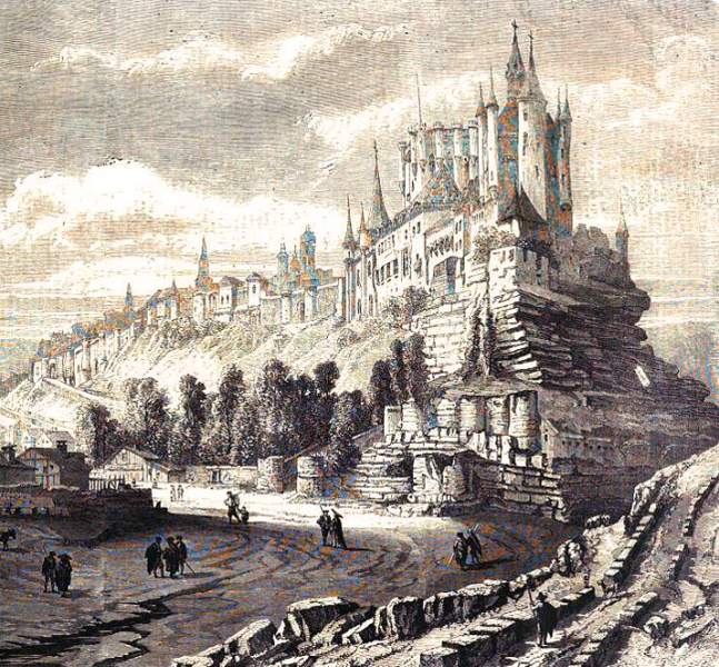 Segovia Castle, Spain, 1862, artist's impression