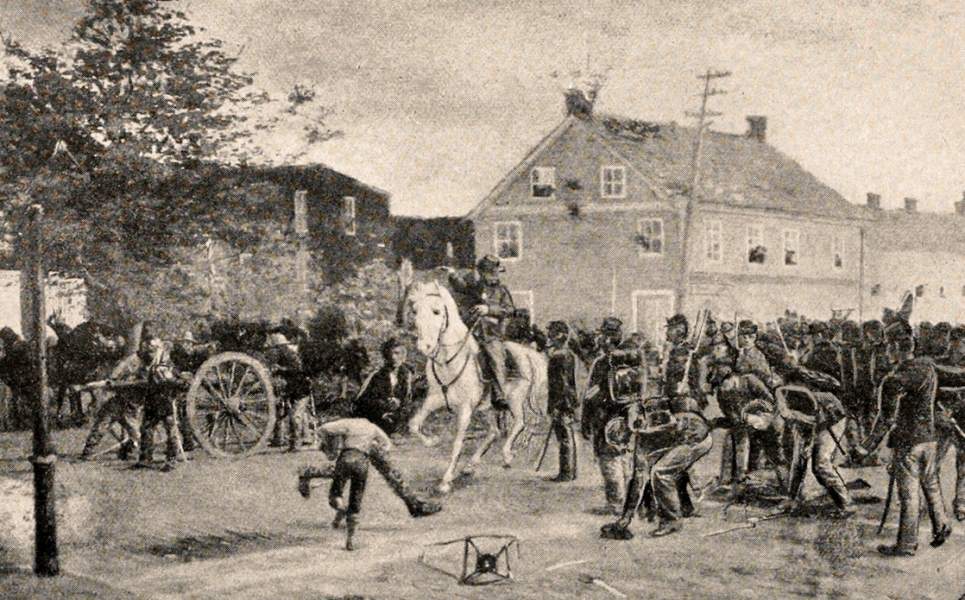 "Shelling of Carlisle," July 1863, artist's impression, date unknown, detail