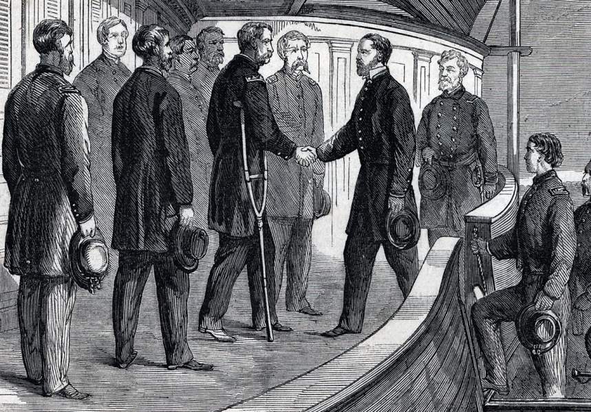 General Sherman meeting Union naval forces, completing his march to the sea, December 14, 1864, artist's impression, detail