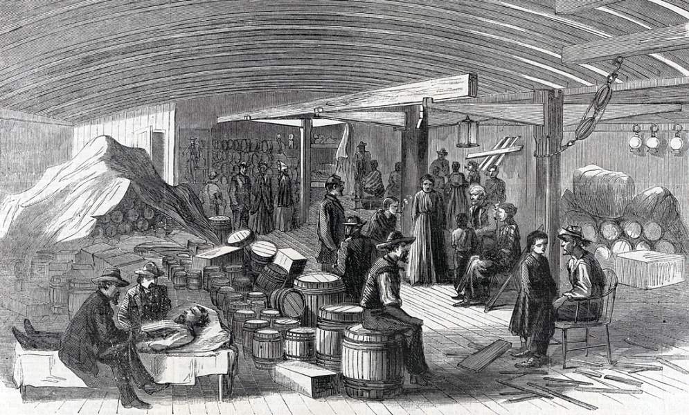 Sanitation Commission Barge, City Point, Virginia, October 1864, artist's impression