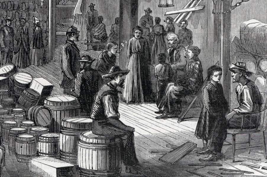 Sanitation Commission Barge, City Point, Virginia, October 1864, artist's impression, detail