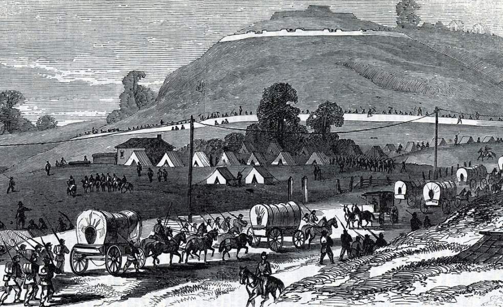 Union forces build-up around Snyder's Bluff, Mississippi, July 1863, artist's impression, detail