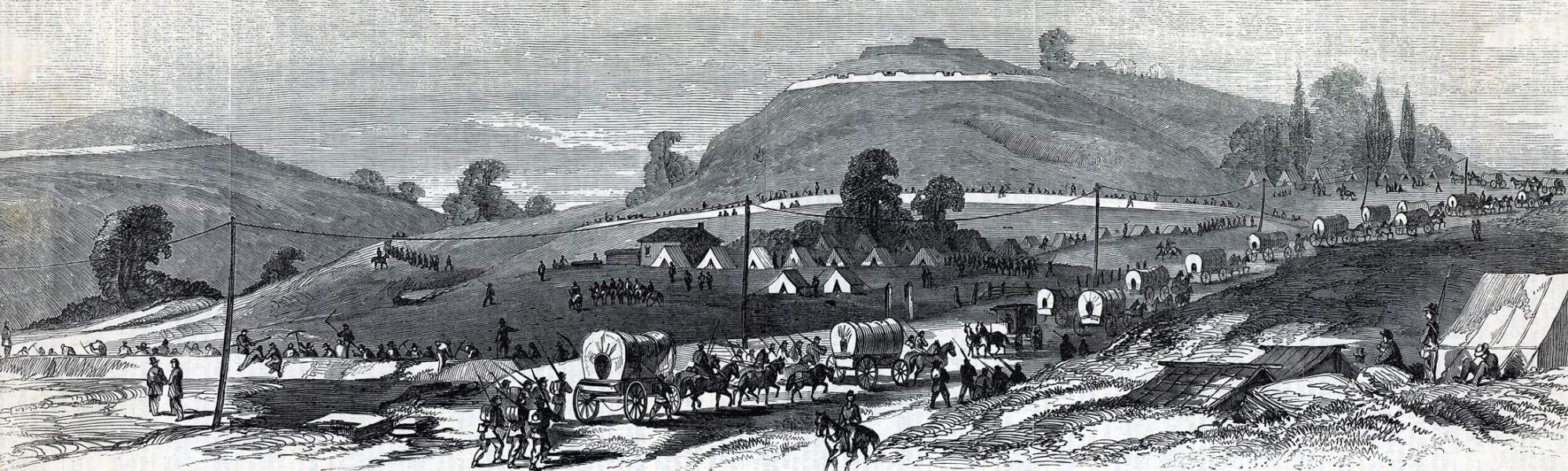 Union forces build-up around Snyder's Bluff, Mississippi, July 1863, artist's impression, zoomable image