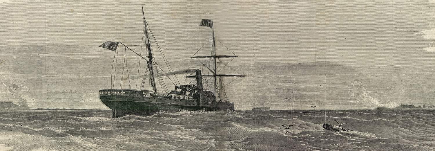 Star of the West, fired upon off Charleston Harbor, January 9, 1861, artist's impression, zoomable image