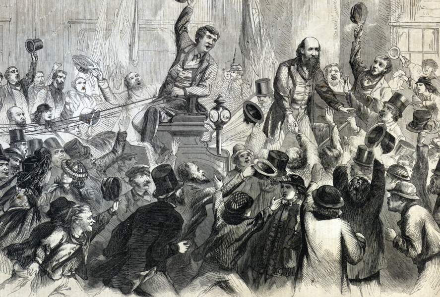Reception of James Stephens, Fenian leader, Jones' Wood, New York City, May 16, 1866, artist's impression