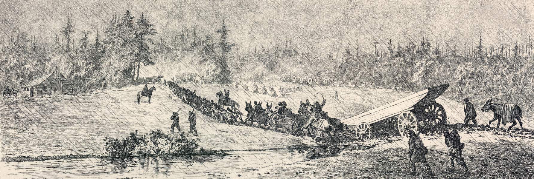 "Stuck in the Mud," Edwin Forbes, copper plate etching, 1876, zoomable image