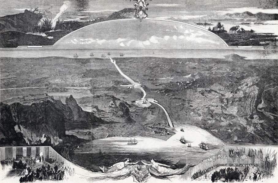 The Suez Canal, June 1865, artist's impression, zoomable image 