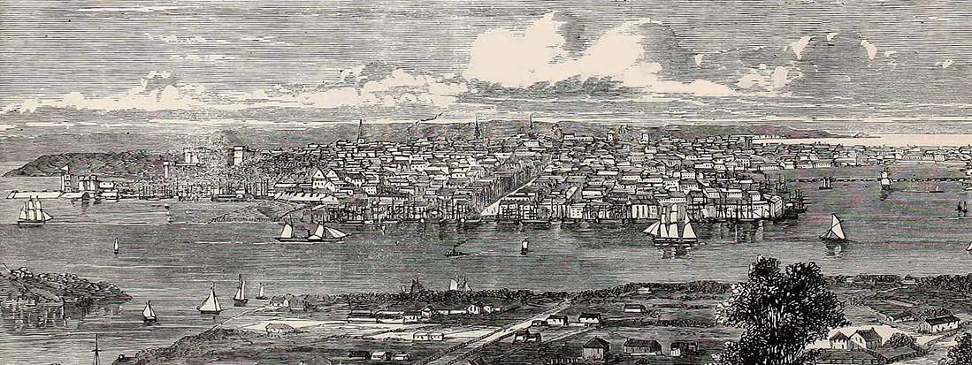 Sydney, Australia, 1863, British artist's impression, detail