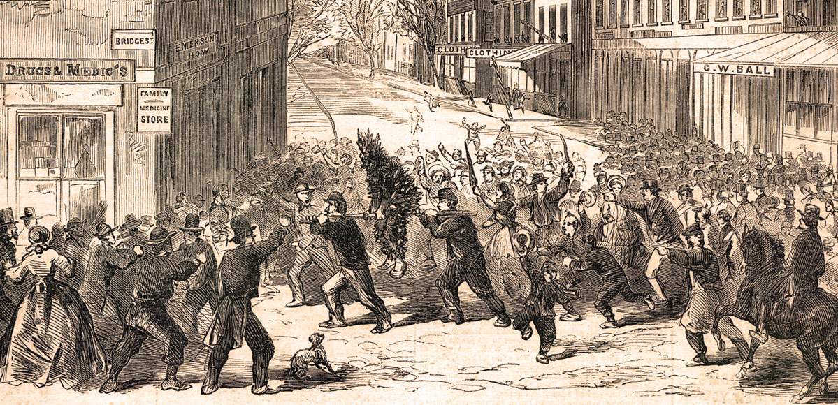Tarring and Feathering of Ambrose L. Kimball, Haverhill, Massachusetts, August 19, 1861, detail