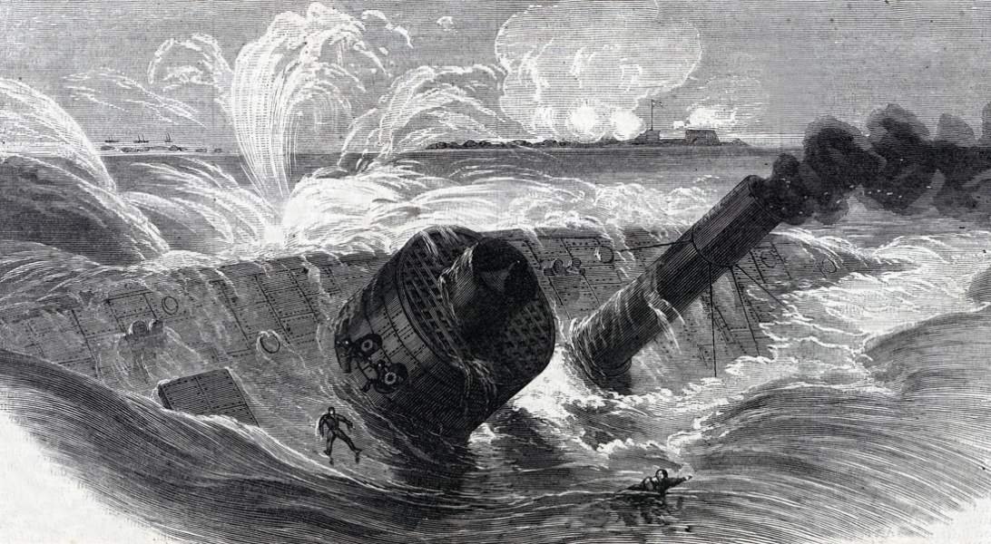 Sinking of the U.S.S. Tecumseh, Battle of Mobile Bay, August 5, 1864, artist's impression