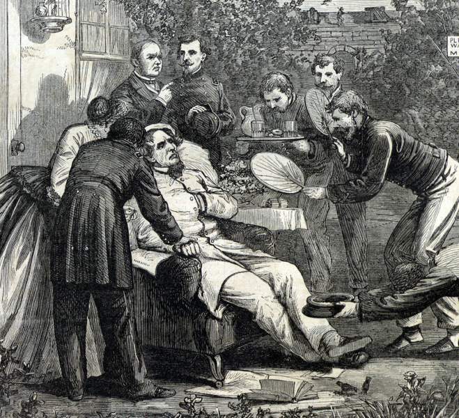 Thomas Nast, "The Contrast in Suffering," Harper's Weekly Magazine, June 30, 1866, artist's impression, further detail