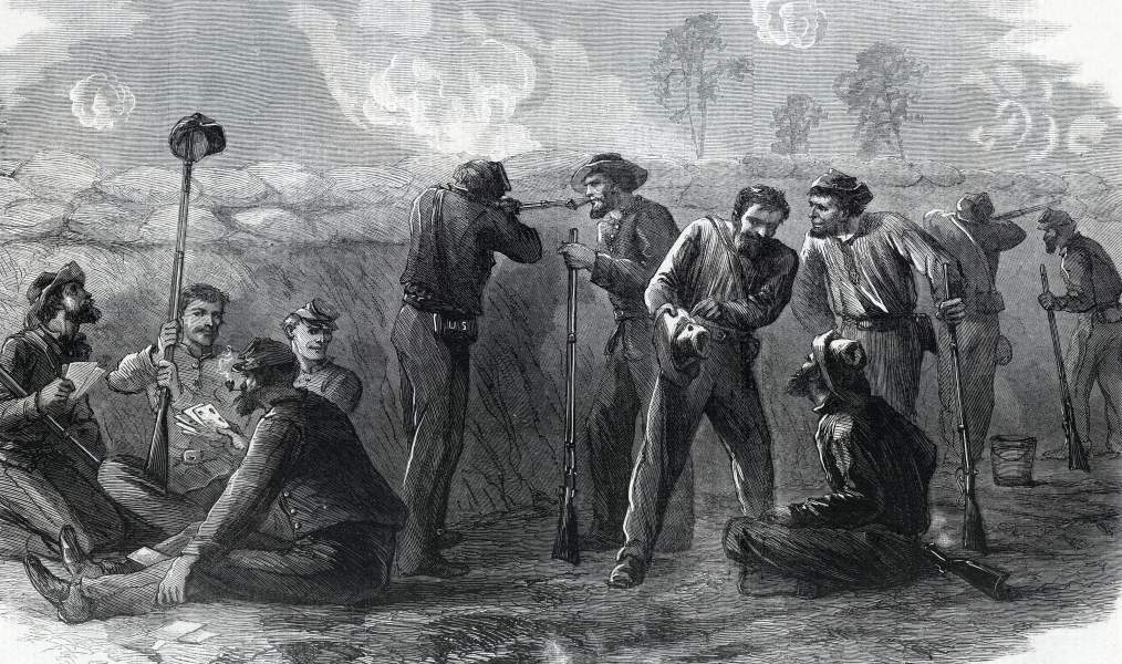 "In the Trenches Before Petersburg," September 1864, artist's impression, zoomable image