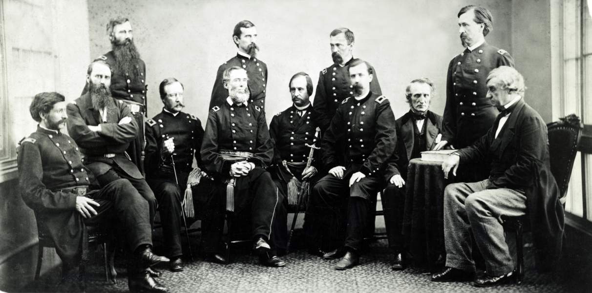 Military Commission appointed to try the accused Lincoln Conspiracy plotters, Washington DC, May 1865, zoomable image