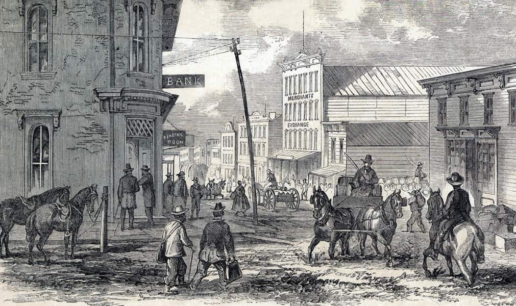 Titusville, Pennsylvania, 1865, artist's impression, detail