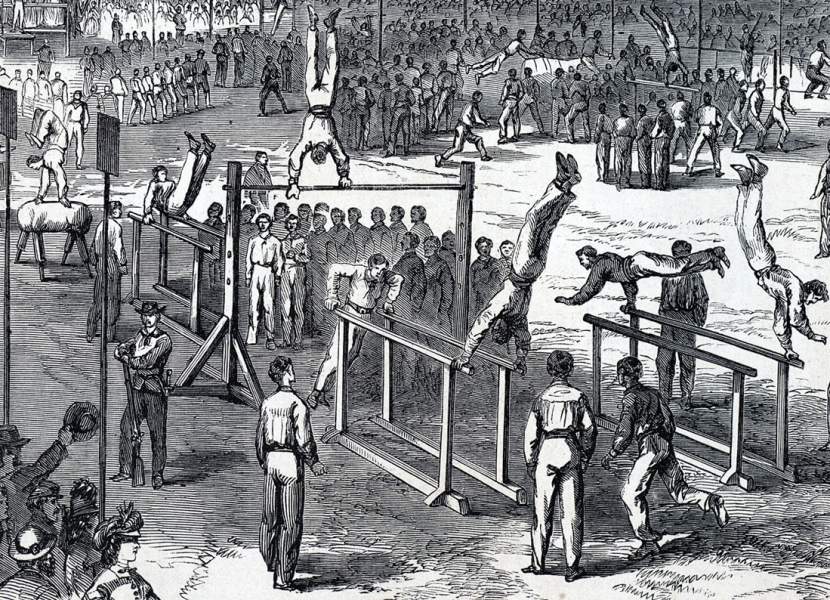 "Schauturnen," German-American "Turnfest," New York, September 12, 1864, artist's impression, detail