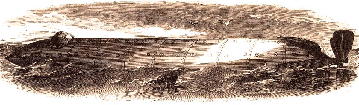 Brutus De Villeroi's prototype design for the Union submarine Alligator, artist's impression