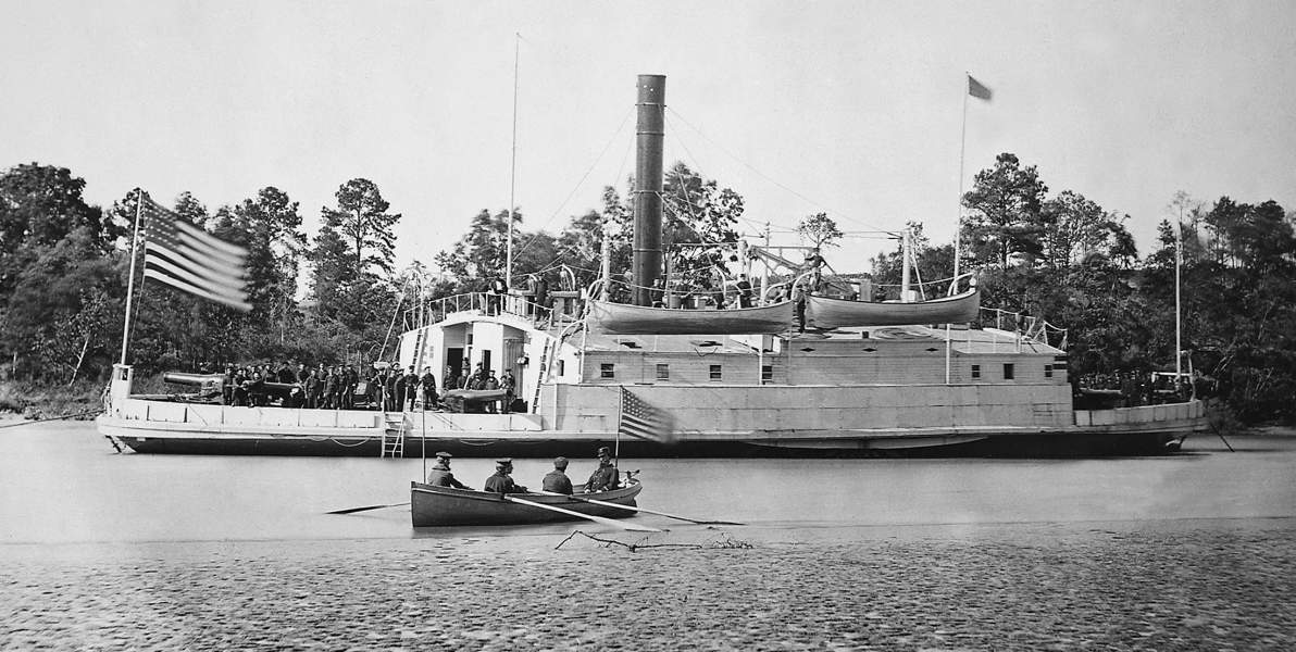U.S.S. Commodore Barney, James River, Virginia, 1863, zoomable Brady image