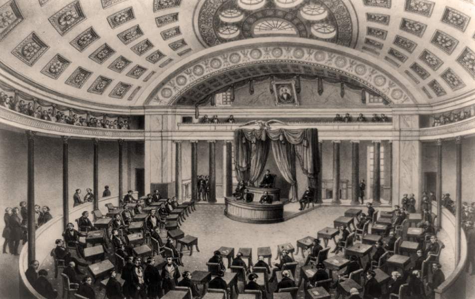 The Old United States Senate Chamber, circa 1850