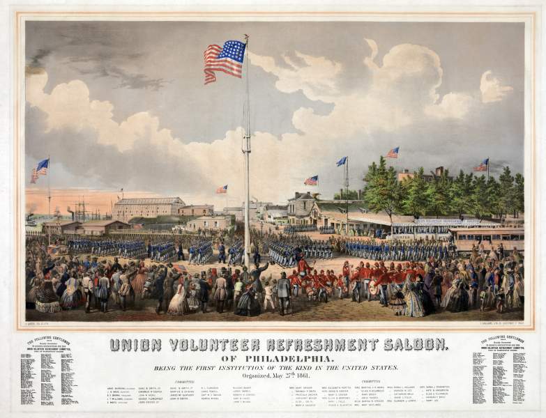 Union Volunteer Refreshment Saloon, Philadelphia, circa 1862, zoomable image