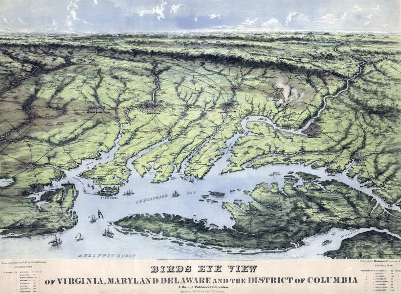 Virginia, Maryland, Delaware, and the District of Columbia, 1861, zoomable panoramic map