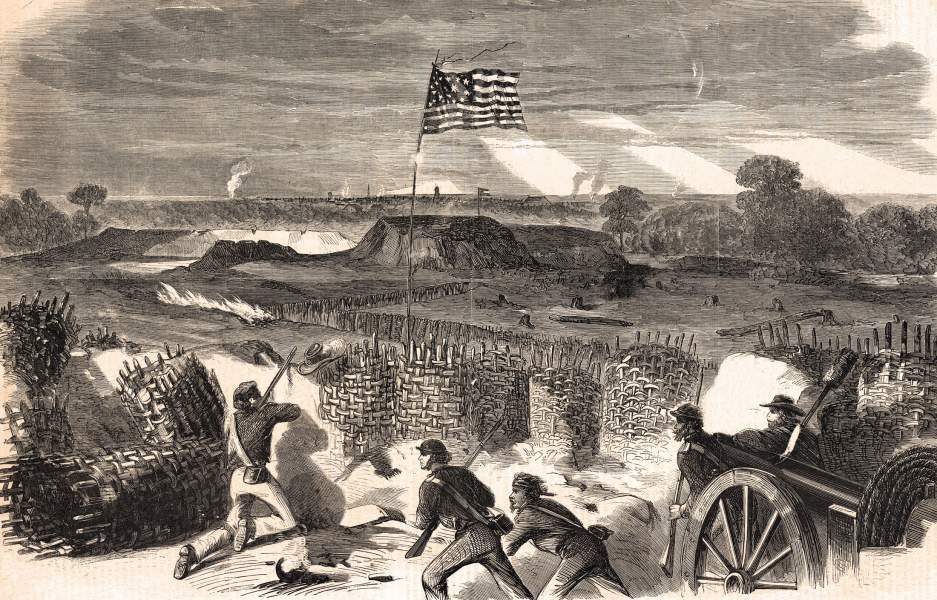 Union saps advancing on Vicksburg's defenses, June 1863, artist's impression, zoomable image