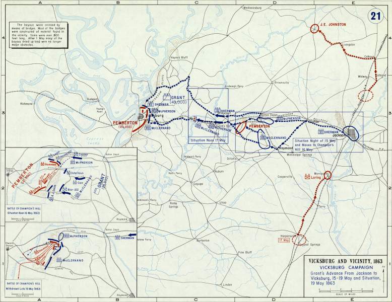 Vicksburg Campaign, May 19, 1862, campaign map, zoomable image