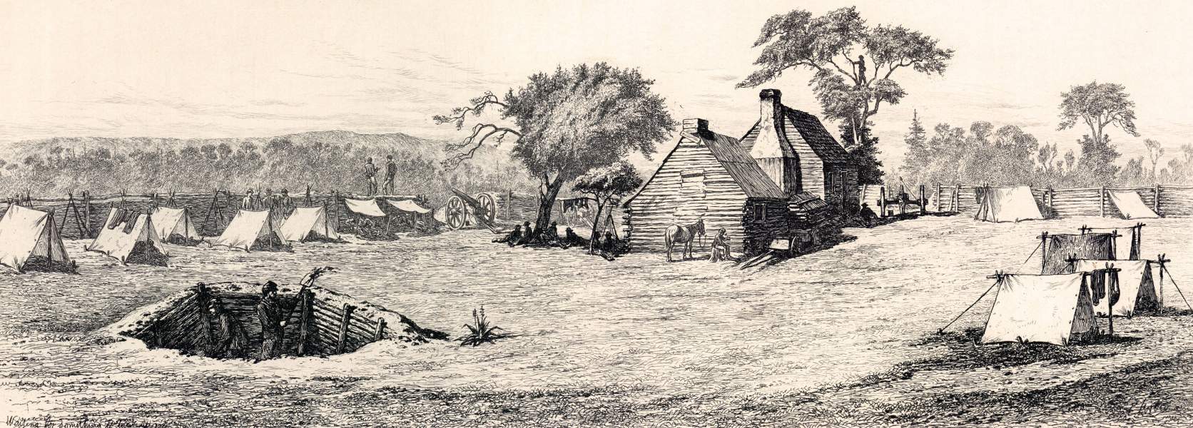 "Waiting for Something to Turn Up," Edwin Forbes, copper plate etching, 1876, zoomable image