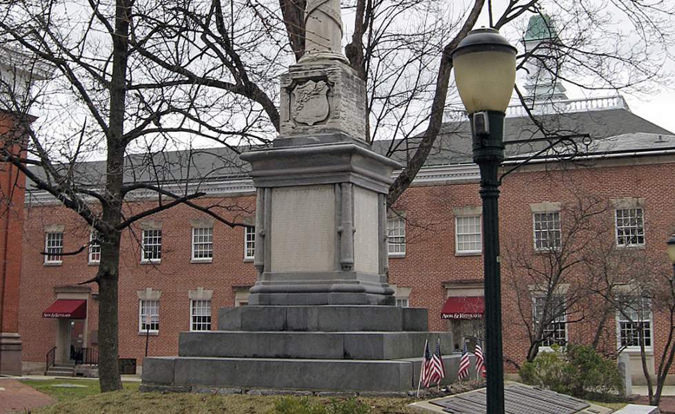 Civil War Memorial, Carlisle, Pennsylvania, from the east, detail, March 2011