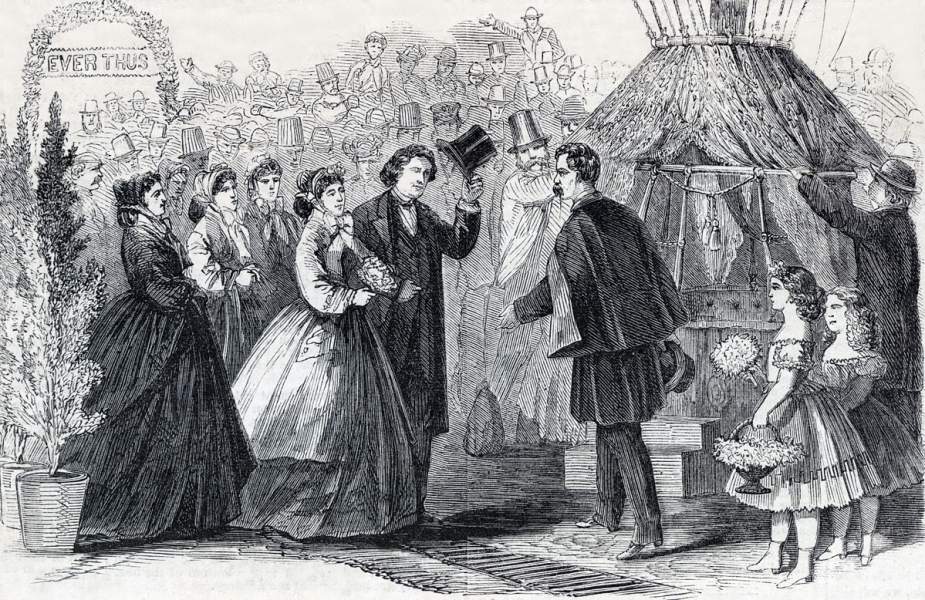 "Balloon Wedding," New York City, November 8, 1865, artist's impression