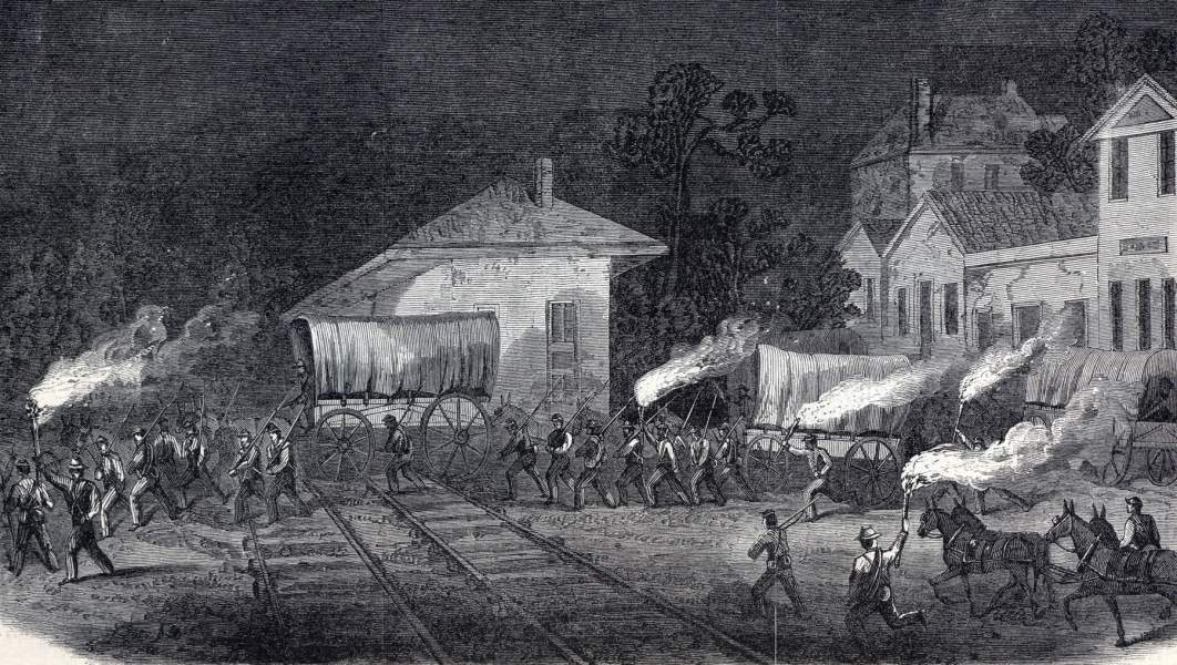Night View, Resaca, Georgia, August 1864, artist's impression, zoomable image