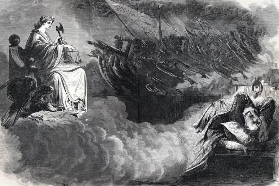 "The Horror of Andersonville - The Midnight Vision of the Murderer," September 1865, artist's impression, zoomable image