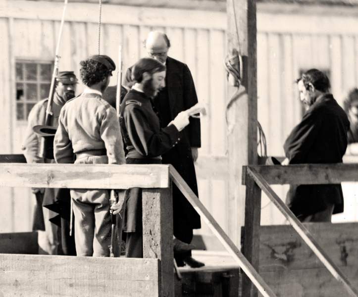 Execution of Henry Wirz, November 10, 1865.  The reading of the death sentence
