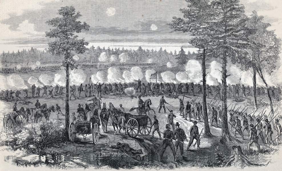 Battle of Ream's Station, Virginia, August 25, 1864, artist's impression, zoomable image