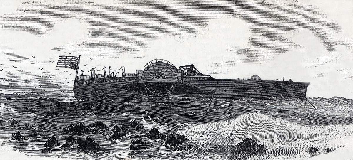 Wreck of the steamer "Golden Rule," Caribbean Sea, May 30, 1865, artist's impression