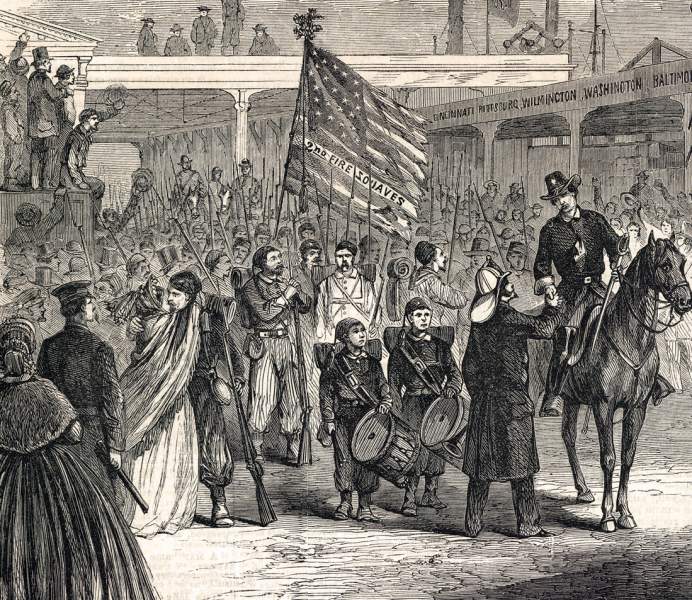Return of Second New York Volunteer Infantry to New York City, February 9, 1864, artist's impression, detail