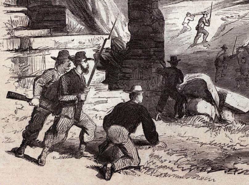 Battle of Lexington, Lexington, Missouri, September 1861, artist's impression, detail