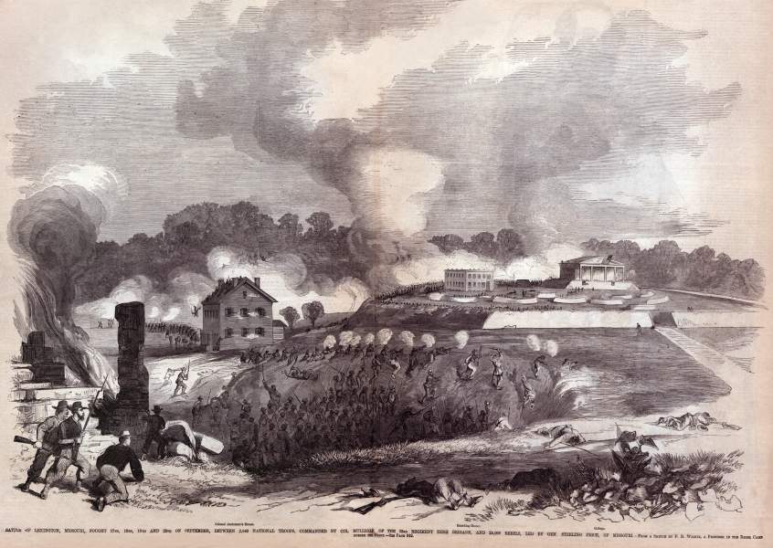Battle of Lexington, Lexington, Missouri, September 1861, artist's impression, zoomable image
