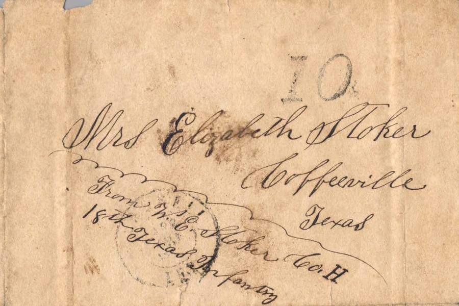 Envelope, William Elisha Stoker to Elizabeth E. Stoker