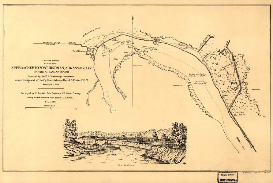 Approaches to Fort Hindman, Arkansas Post, zoomable map
