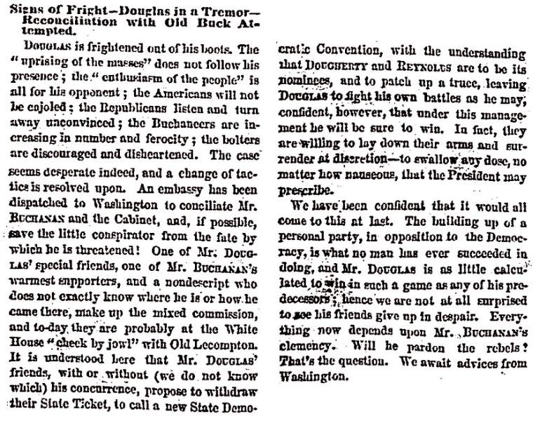 “Signs of Fright,” Chicago (IL) Press and Tribune, August 20, 1858
